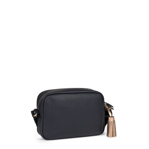 Small navy blue Leather Leissa Crossbody bag