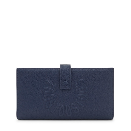 Large navy blue leather Flap wallet TOUS Miranda