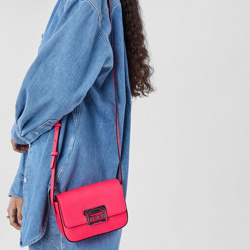 תיק צד TOUS Legacy מיני מעור בצבע ורוד זוהר