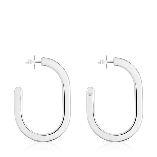 Aretes de aro largos de plata Line