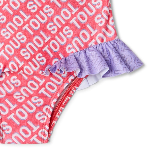 Girls one-piece swimsuit in Logo pink