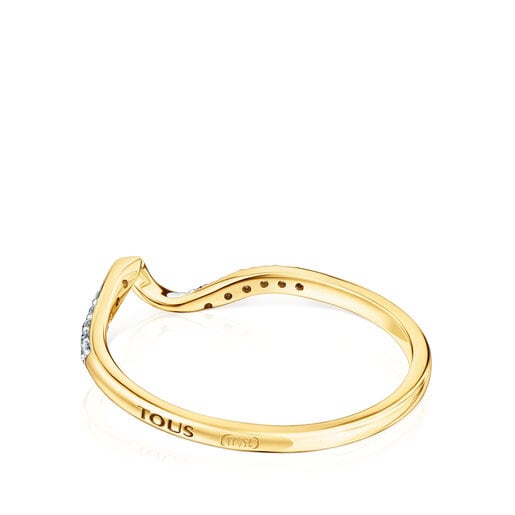 Gold TOUS St Tropez Spiral ring with diamonds