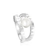 Anillo tiras de plata y perla Straight