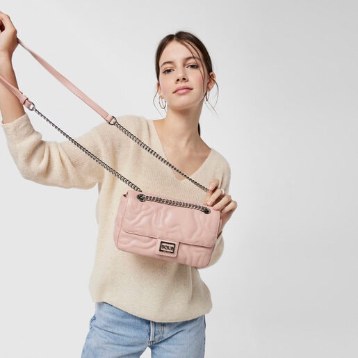 ピンクのフラップ付きスモールクロスボディバッグ Kaos Dream