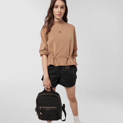 Black colored Canvas Brunock Chain Backpack