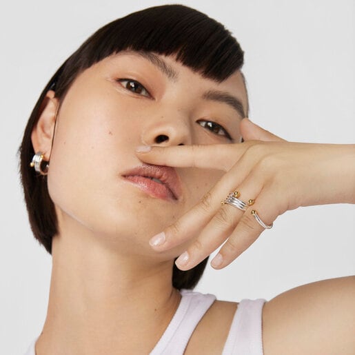 טבעת משולשת Beach מוורמיל כסף וכסף