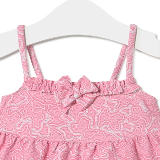Girls spaghetti strap dress in MKaos pink