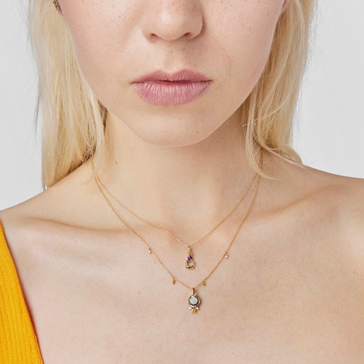Gold Virtual Garden Necklace with labradorite and gemstones