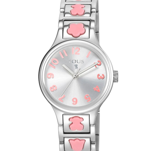 Steel Dolls Watch with pink Silicone motifs