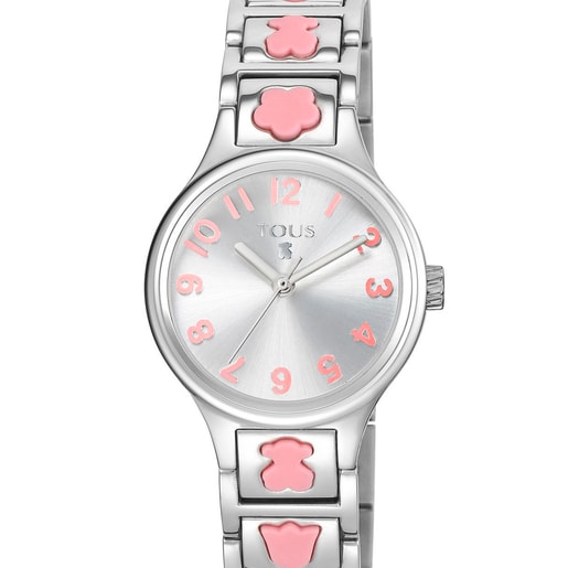 Montre Dolls en Acier avec motifs en Silicone rose