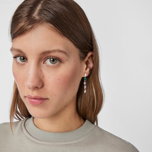 シルバーにジェムストーンをあしらったピアス Fragile Nature