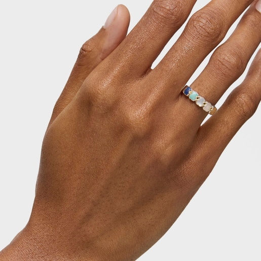 TOUS Mini Color Ring in Silver with Gemstones 0,5cm.