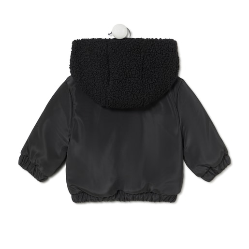 Hooded coat in Party black