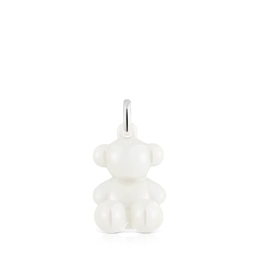 Pingente urso em prata e cerâmica branca Bold Bear