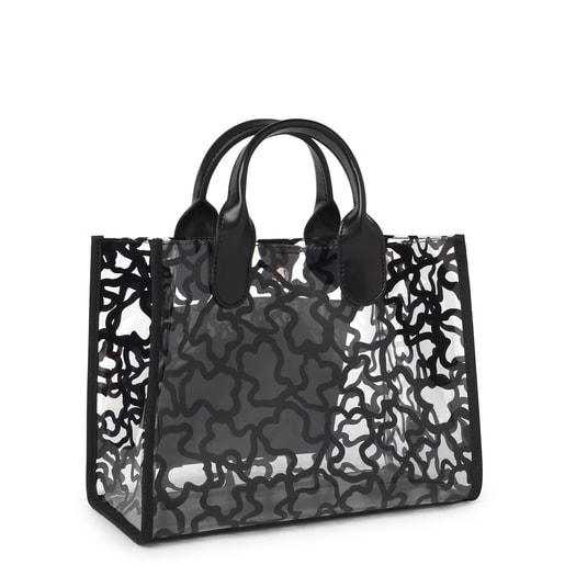 Sac shopping Amaya Vinyl moyen transparent noir