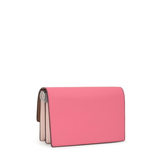 Medium pink and earth-colored Crossbody bag Audree Saffiano