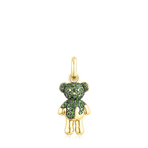 Pendentif TOUS Teddy Bear Splash en argent vermeil et diopside