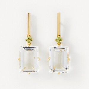 Orecchini A Cerchio In Oro Giallo 14k Con Peridoto Rotondo 4mm - Direct-Jewelry
