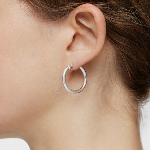 Short/long silver Earrings with rings and details Hold