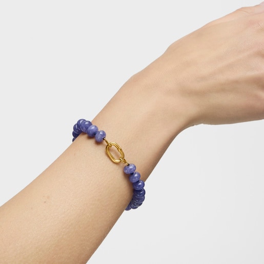 Hold Oval Bracelet with 18kt gold plating over silver and quartzite
