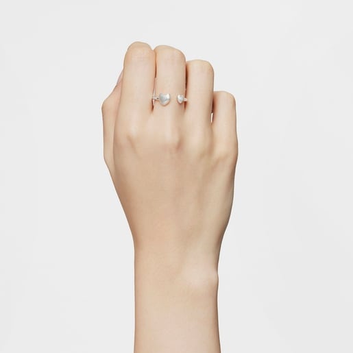 Small silver heart Open ring My Other Half