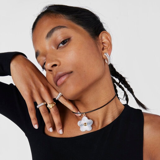 תליון Iris Motif גדול מכסף ומוורמיל כסף