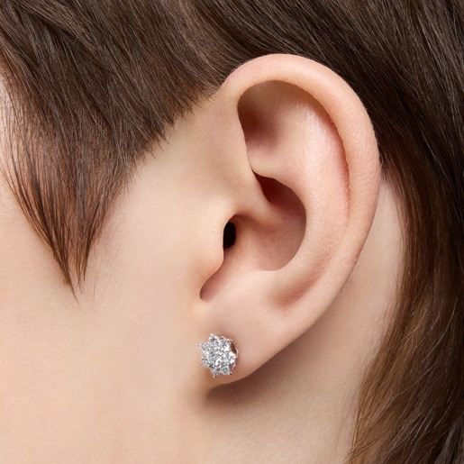 White gold Earrings with diamonds Daisy