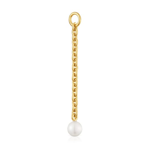 Hold Oval Pendant with 18kt gold plating over silver and cultivated pearl