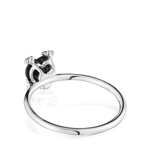 Anello a cuore in argento e onice Color Pills
