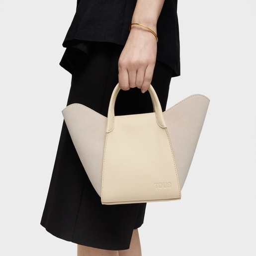 Capazo pequeño beige de piel TOUS Tulip