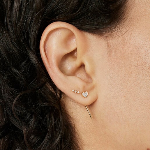Gold San Valentín 1/2 Earring with diamonds and a heart motif