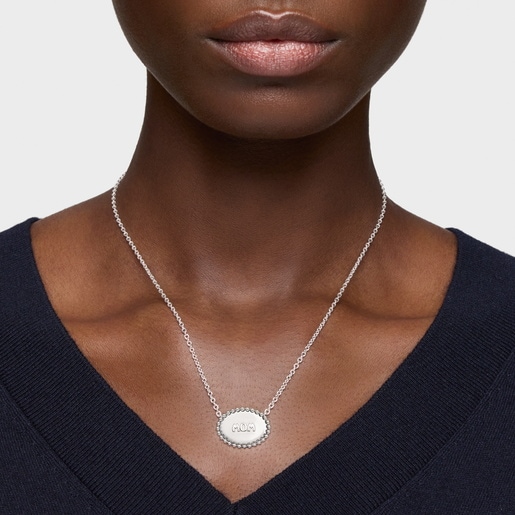 Short silver necklace with plaque TOUS Mom