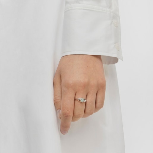 Anello in argento con orsetto in amazzonite Bold Motif