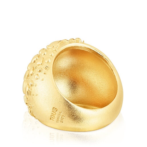 Wypukły pierścionek Dybe ze srebra, pozłacany 18-karatowym złotem