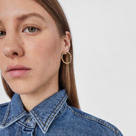 Large Vermeil Silver Hold Earrings