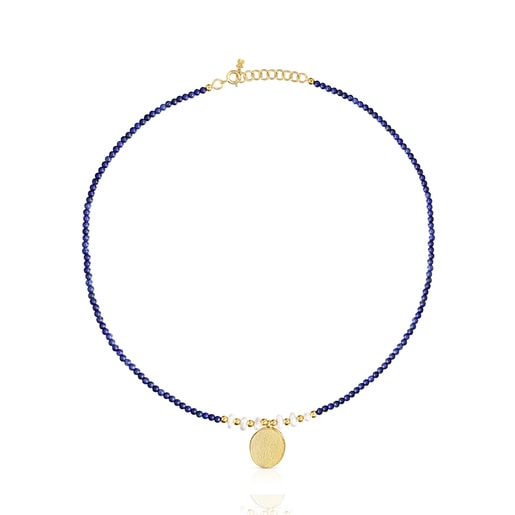 Collar camafeo con baño de oro 18 kt sobre plata, lapislazuli y perlas Oceaan