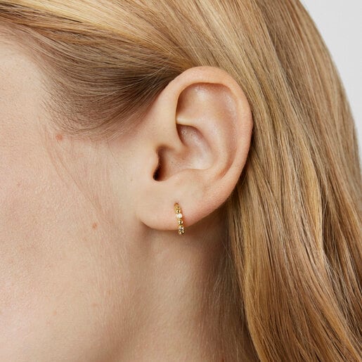 Small Hoop earring with gold balls and diamonds Les Classiques | TOUS