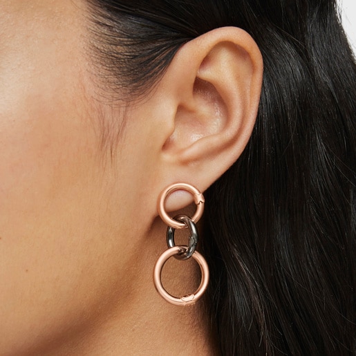 Small Rose Vermeil Silver Hold Earrings