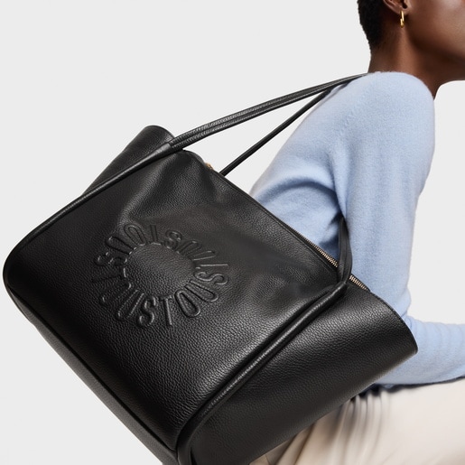 Capazo grande de piel negra TOUS Miranda