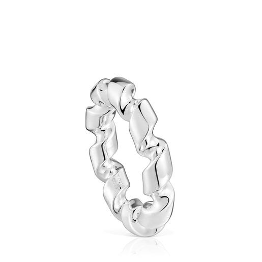 Anell gran espiral de plata Twisted