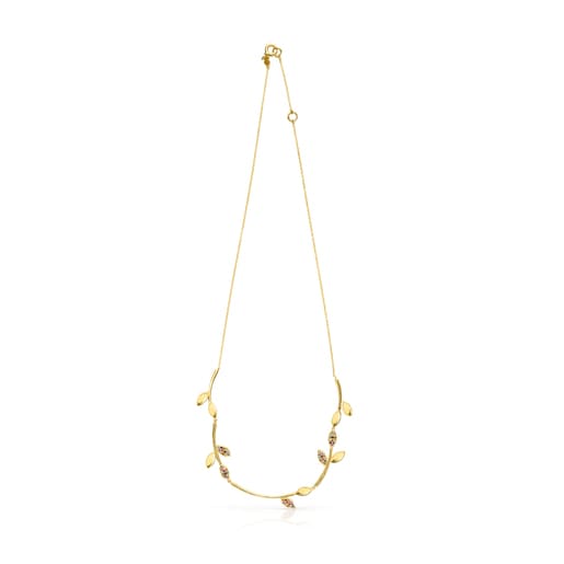 Collier Real Mix Leaf en Or Vermeil avec Pierres précieuses