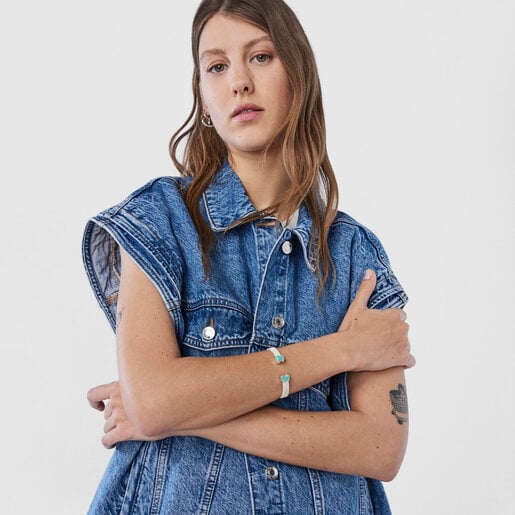 Bracelet Mesh Color en Argent et Amazonite