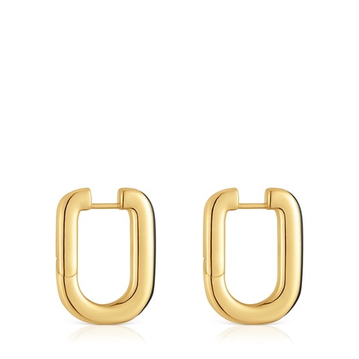 أقراط طوقية من العقيق والفضة المطلية بالذهب عيار 18 قيراطًا من التشكيلة Line