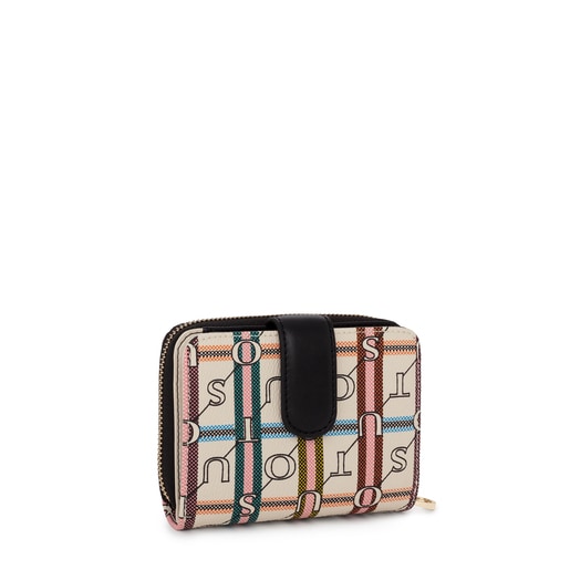 Portefeuille TOUS Crossroad petit beige et noir