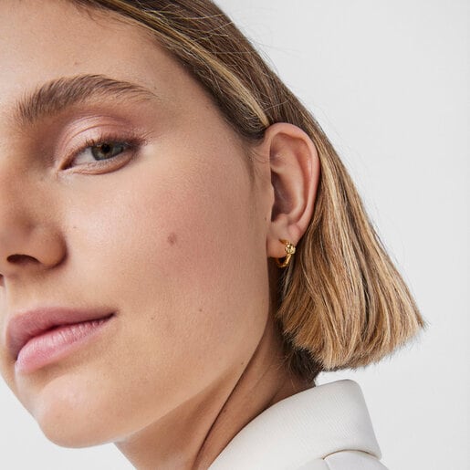 Aros con baño de oro 18 kt sobre plata y perla Oceaan Duna