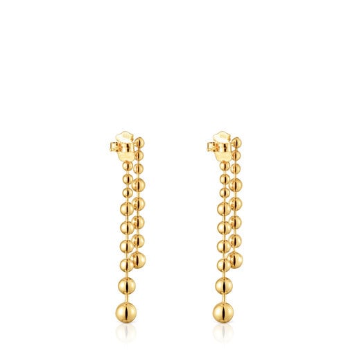 Long double Earrings with 18kt gold plating over silver Gloss