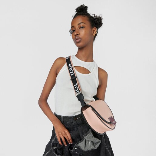 תיק צד TOUS Half-Moon בינוני בצבע ורוד