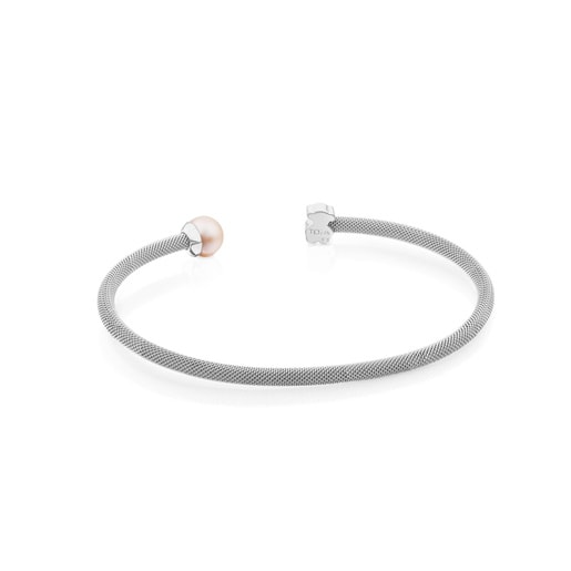 Braçalet Icon Mesh de plata amb perla cultivada
