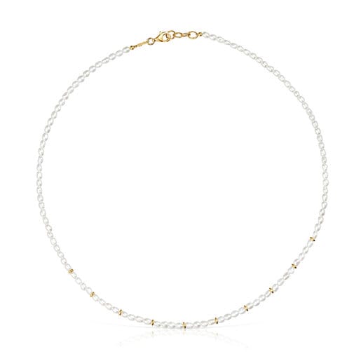 Naszyjnik choker wykonany ze srebra pokrytego 18-karatowym złotem, z perłami hodowanymi, z kolekcji Gloss