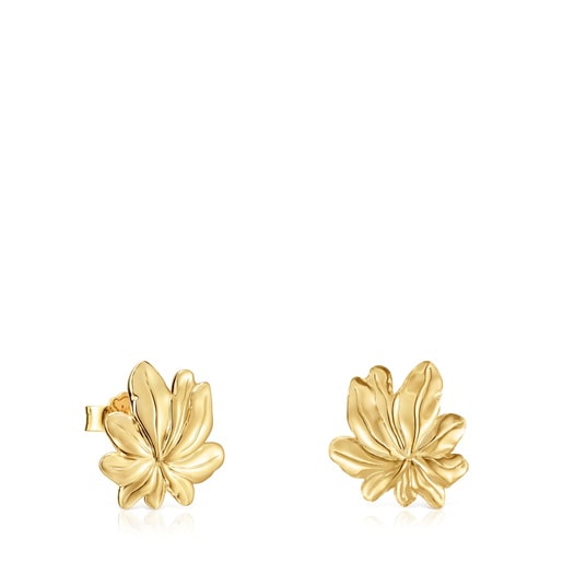 18kt gold plating over silver Earrings with motif Yagrumo